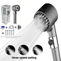 9-piece pressure showerhead, 3-speed adjustable bathroom portable shower massage, one-click water stop showerhead filter, sta...