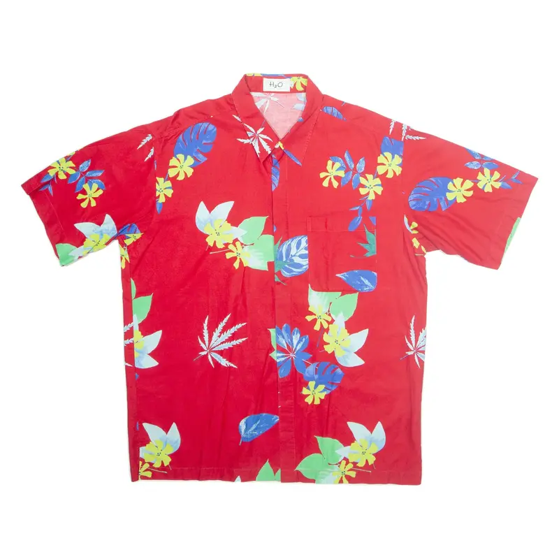 H2O Mens Hawaiian Shirt Red Floral XL