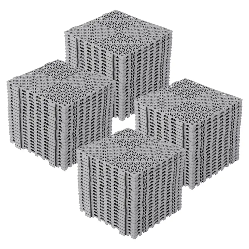 Garvee Non-Slip Modular Interlinked Bath Floor Mat Tiles – 12x12 Drainage PVC, Waterproof, Cushioned, Easy Install – Id...