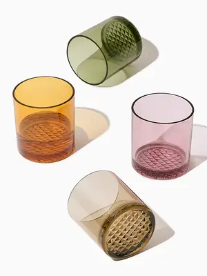 RESERVE 12oz Old Fashioned Color Series Tritan™ Copolyester Glass Mixed Set | Size: 24 Pack | Style: Clear Cup