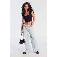 Pacsun Women's Casey Asymmetrical Low Rise Baggy Jeans Light Indigo