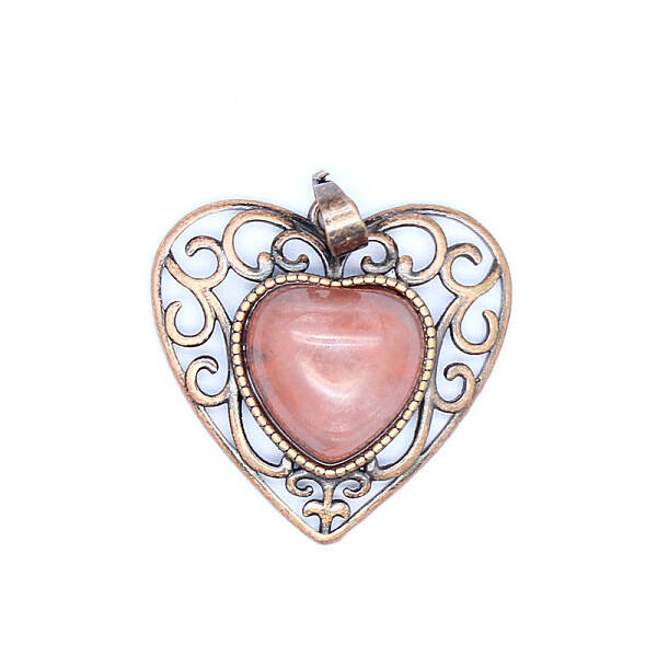 Retro Hollow Synthetic Cherry Quartz Glass Pendants