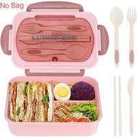 1220ml 3-grid Lunch Box with Cutlery, Sweet Furniture Large Capacity Bento Box with Spoon & Fork & Knife & Chopsticks, Portab...
