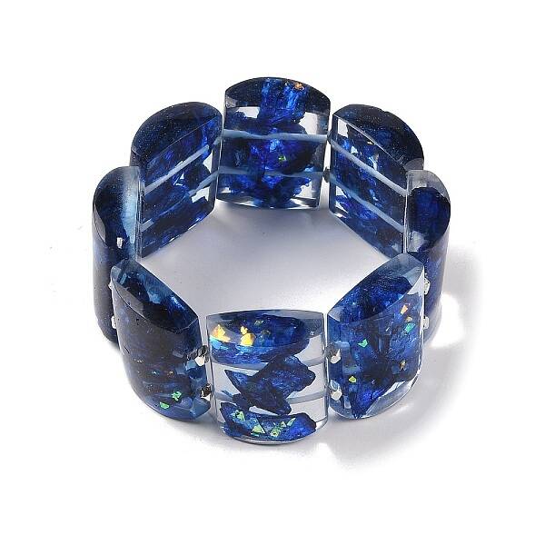 Epoxy Resin Dyed Natural Imperial Jasper Domino Beaded Stretch Bracelets for Women