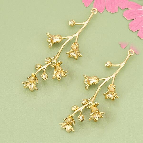 Three-Dimensional Flower Brass Pendants