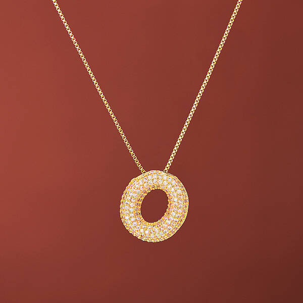 Brass Micro Pave Clear Cubic Zirconia Initial Pendant Necklaces for Women