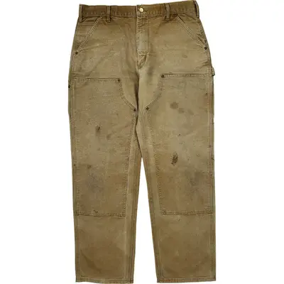 Carhartt Double Knee Work Trousers - 34W 31L - Beige Cotton