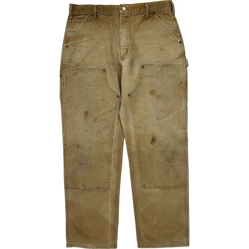 Carhartt Double Knee Work Trousers - 34W 31L - Beige Cotton