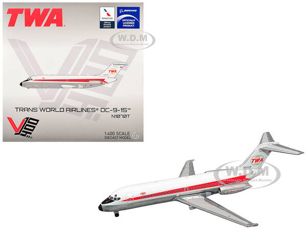 McDonnell Douglas DC-9-15 Commercial Aircraft Trans World Airlines (N1070T) White with Red Stripes 1/400 Diecast Model Airp...