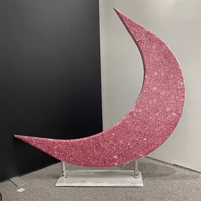 Deep Pink Glitter Moon Arch Backdrop For Wedding Decor - Aperturee