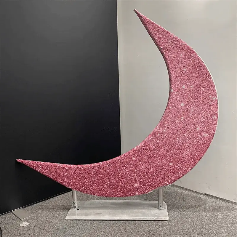 Deep Pink Glitter Moon Arch Backdrop For Wedding Decor - Aperturee