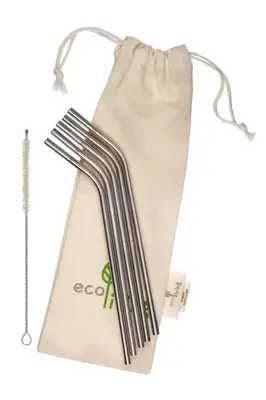 Stainless Steel Bent Drinking Straws with Plastic-Free | Size: 5 Pack