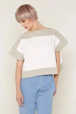 Luna Top (White and Beige) | size: one size