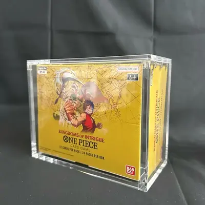 English One Piece Booster Box Acrylic Display Case with Magnetic Lid (Fits OP04 - Current Booster Boxes)