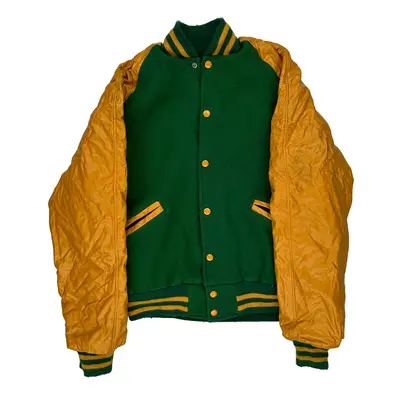 Sports Meca Varsity Jacket - Large Green Nylon
