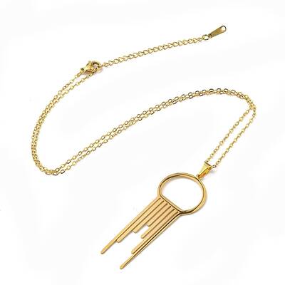 201 Stainless Steel Melting Ring Pendant Necklace with Cable Chains