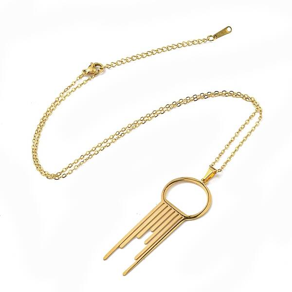 201 Stainless Steel Melting Ring Pendant Necklace with Cable Chains