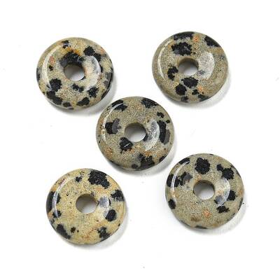 Natural Dalmatian Jasper Donut/Pi Disc Charms