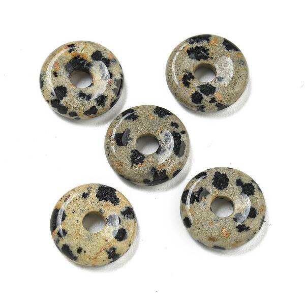 Natural Dalmatian Jasper Donut/Pi Disc Charms