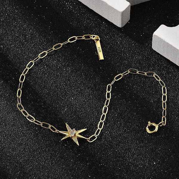 S925 Sterling Silver Micro Pave Cubic Zirconia Link & Charm Bracelets for Women