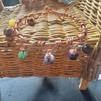 Copper King Chakra Copper Wired Wrapped 10” Anklet with Small Gemstone Beads - Unique Design & Colorful Beads