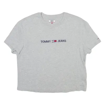 TOMMY JEANS Cropped Womens T-Shirt Grey Crew Neck M
