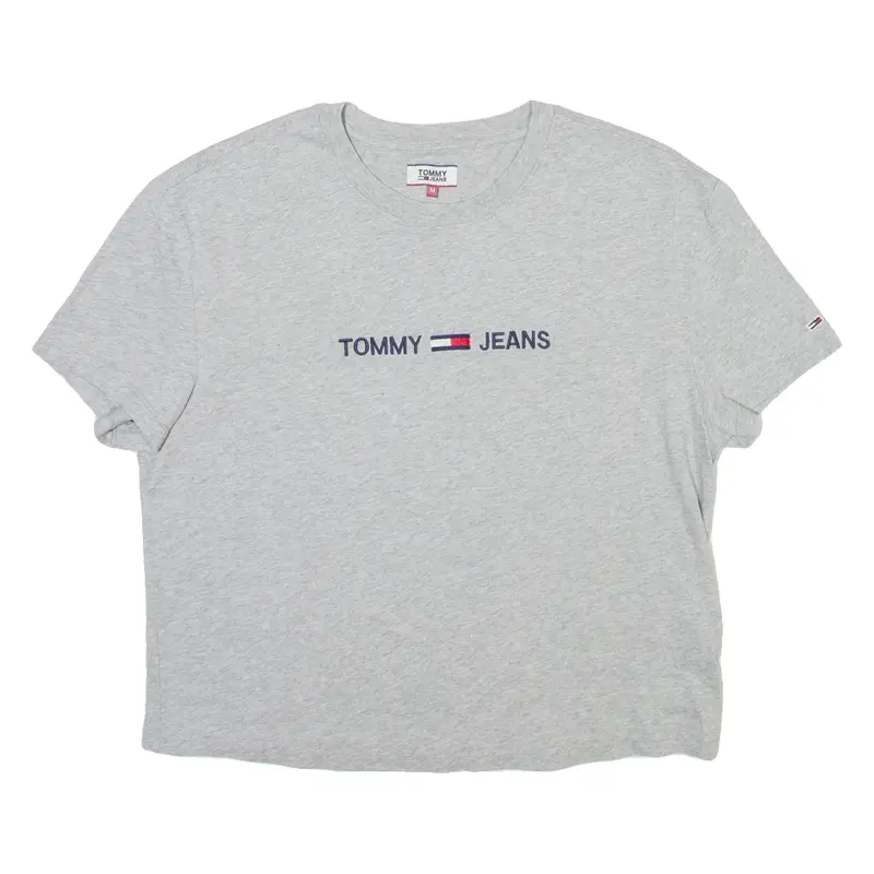 TOMMY JEANS Cropped Womens T-Shirt Grey Crew Neck M
