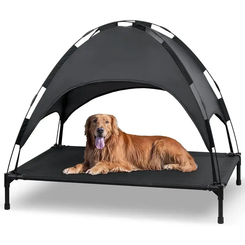 Heeyoo Elevated Dog Bed with Canopy, Portable Raised Pet Cot, 42 Inches Tear Resistant Mats, Removable Canopy Shade Tent for ...