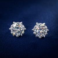 Moissanite Stud Snowflake Earrings 925 Sterling Silver 0.6ct/1ct/2ct/4ct Synthetic Moissanite VVS1 D Color Perfect Birthday M...