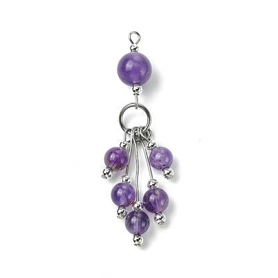 Natural Amethyst Round Tassel Big Pendants
