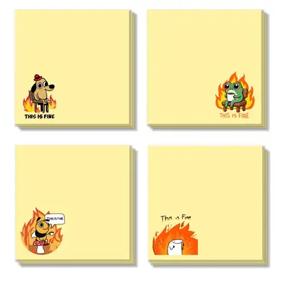Office Funny High Adhesive Stickers Note, 4 Counts/set 50 Sheets Funny Office Note Pad, Adhesive Sticky Note for School Offic...