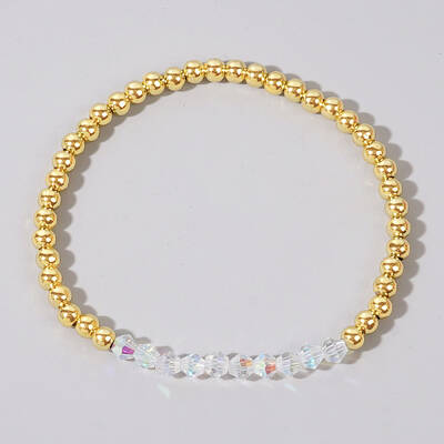Colorful Birthstone Faceted Bicone & Brass Beaded Stretch Bracelets for Women