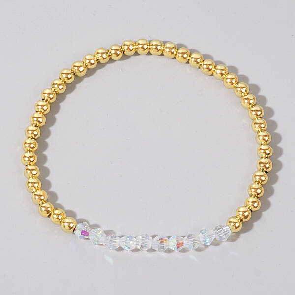 Colorful Birthstone Faceted Bicone & Brass Beaded Stretch Bracelets for Women
