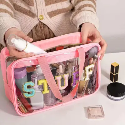 Clear Waterproof Makeup Bag, Portable Cosmetic Storage Bag, Zipper Toiletry Bag for Travel, Makeup Organizer for Home, Gift f...