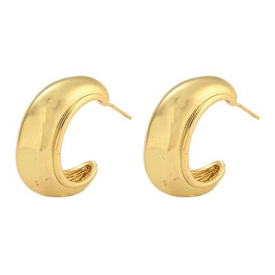 Rack Plating C-Shaped Brass Stud Earrings