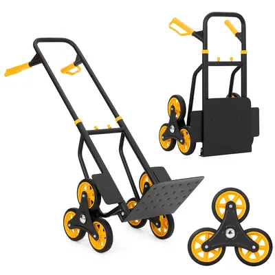 Garvee Stair Climbing Cart 330lb Capacity Heavy Duty Steel Frame 6 Wheels Telescoping Handle Elastic Ropes Foldable for Home ...