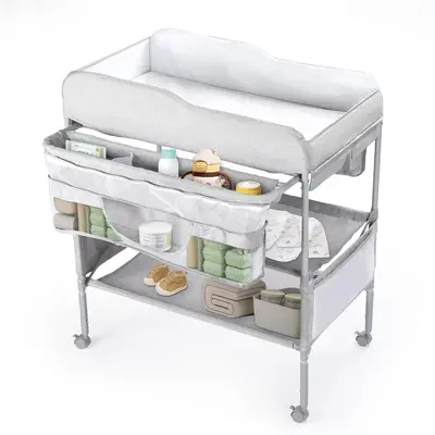 2 in 1 chill Changing Table, Adjustable Height Waterproof Diaper Changing Station, Foldable chill Changing Station with Large...