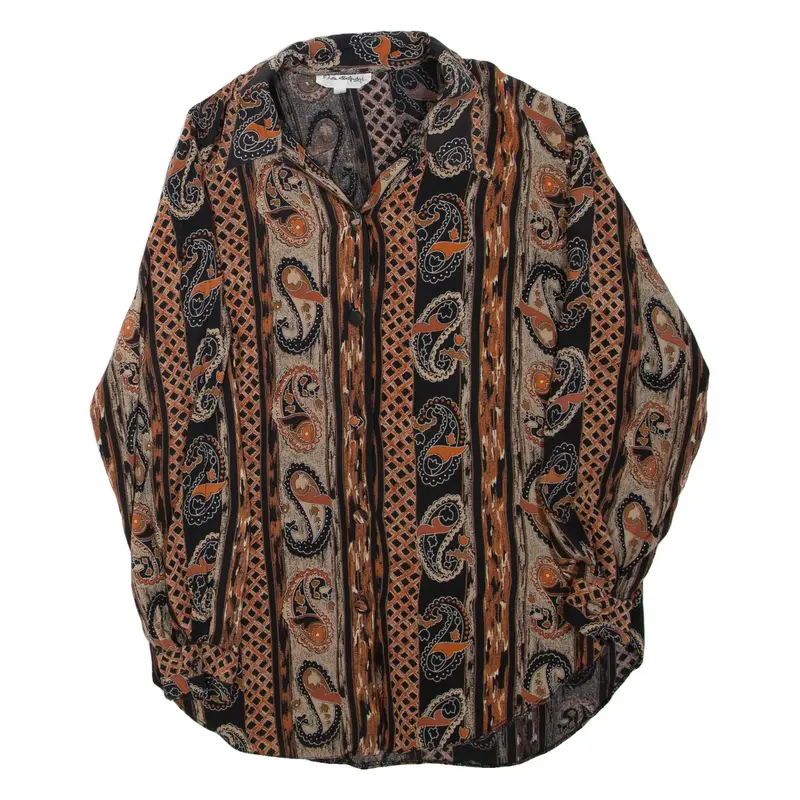 MISS SELFRIDGE Womens Printed Shirt Black Collared Long Sleeve Paisley L