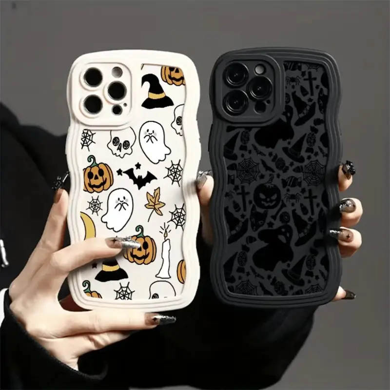 Cartoon Halloween Theme Pattern Phone Case, 2 Counts Anti-drop Decorative Phone Protector Cover, Phone Accessories Compatible...