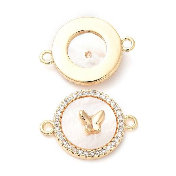 Brass Micro Pave Clear Cubic Zirconia Connector Charms