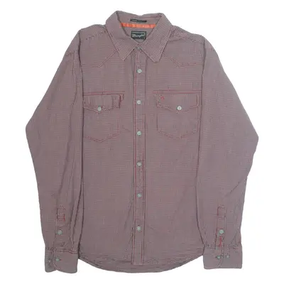 WRANGLER Classic Slim Fit Mens Shirt Red Gingham Long Sleeve L
