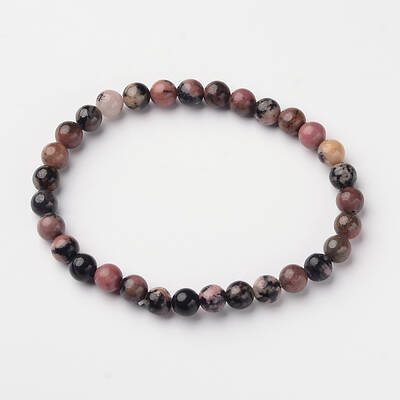 Natural Rhodonite Round Bead Stretch Bracelets