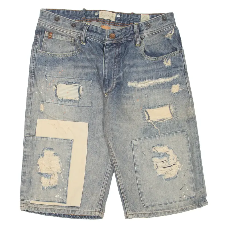 JACK JONES Distressed Mens Jorts Shorts Blue L W3