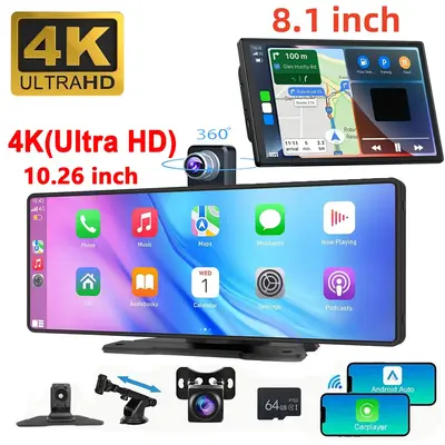 10.26 Screen/8.1 Screen Car RadioMultimedia WlFl Video Player Wireless CarplayScreen Camera Android auto Dash Cam DualVid...