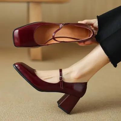 CHIKO Mae Square Toe Block Heels Mary Jane Shoes