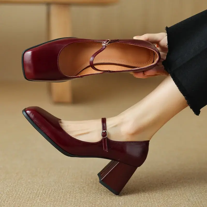 CHIKO Mae Square Toe Block Heels Mary Jane Shoes