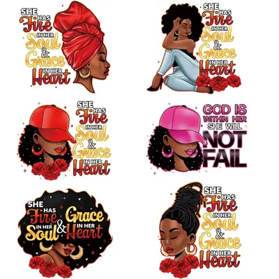 Fashionable Girl Pattern DIY Ironing Transfer Sticker, 6 Counts Colorful Clothes Hot Transfer Sticker, Heat Transfer Sticker,...