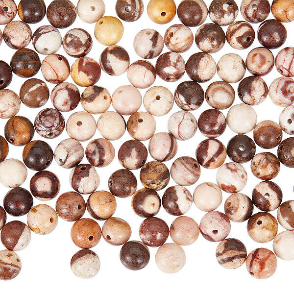 2 Strands Natural Zebra Jasper Round Beads Strands