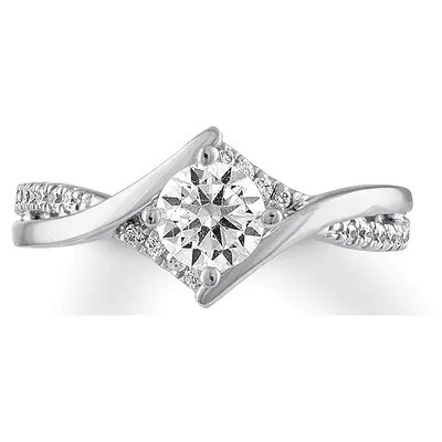 10K White Gold Round Moissanite Wedding Ring