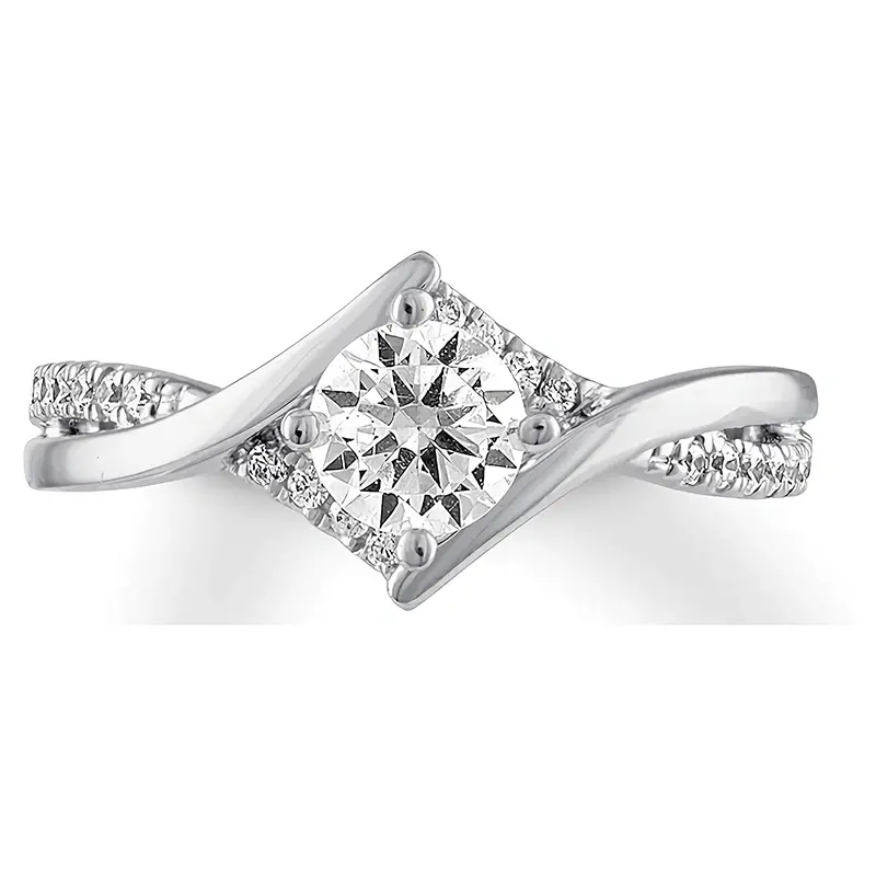 10K White Gold Round Moissanite Wedding Ring
